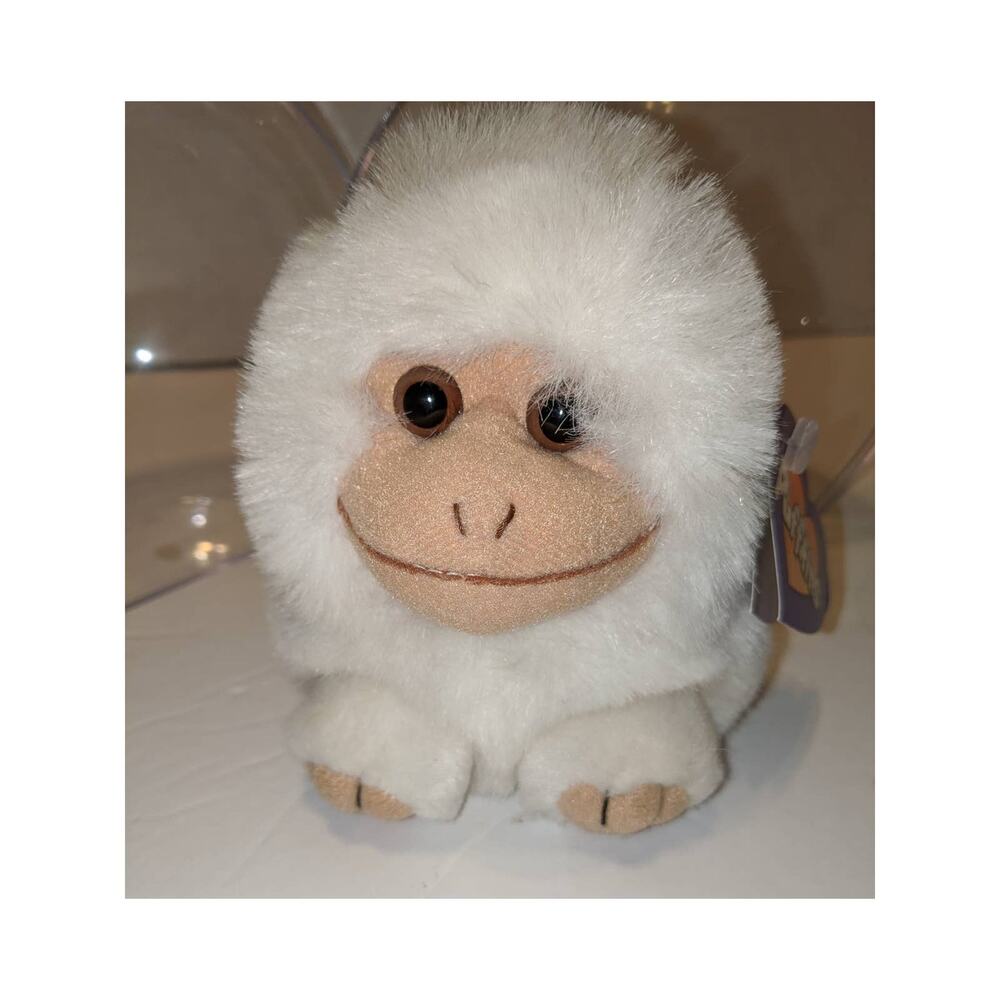 Vintage 1997 Puffkins Trixy White Monkey Beanie Plush Toy Tags Case Swibco